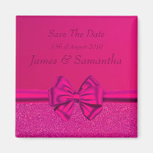Hot Pink Satin Bow  – Save The Date