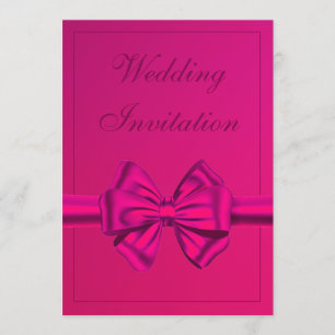 Hot Pink Satin Bow  – Wedding Invitation