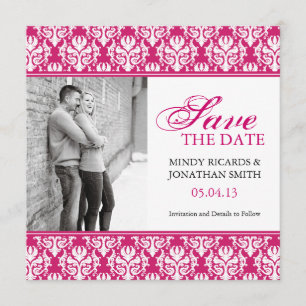HOT PINK SAVE THE DATE PHOTO CARDS