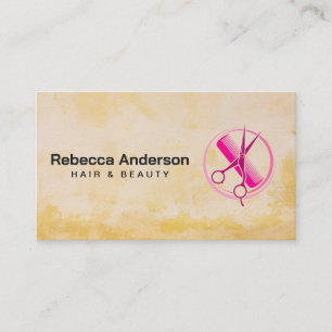 Hot Pink Scissors Comb Logo   Hair Stylist Appt  Appointment Card