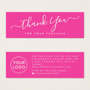 Hot pink script business logo thank you insert