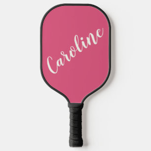Hot Pink Script Custom Name Minimalist Women Pickleball Paddle