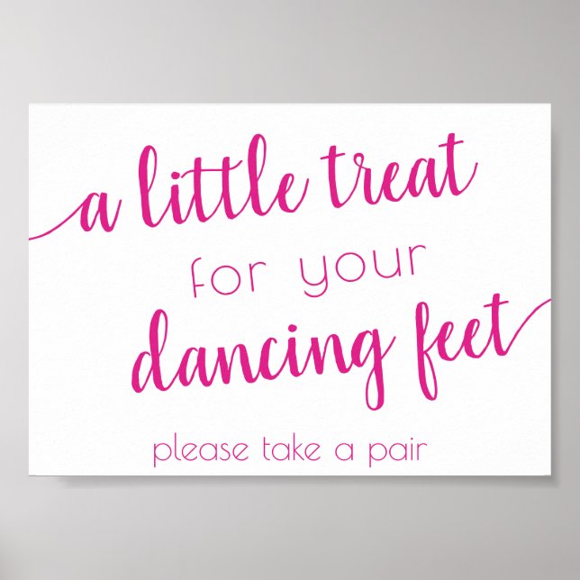 Hot Pink Script | Fuchsia Dancing Feet Favour Sign (Front)