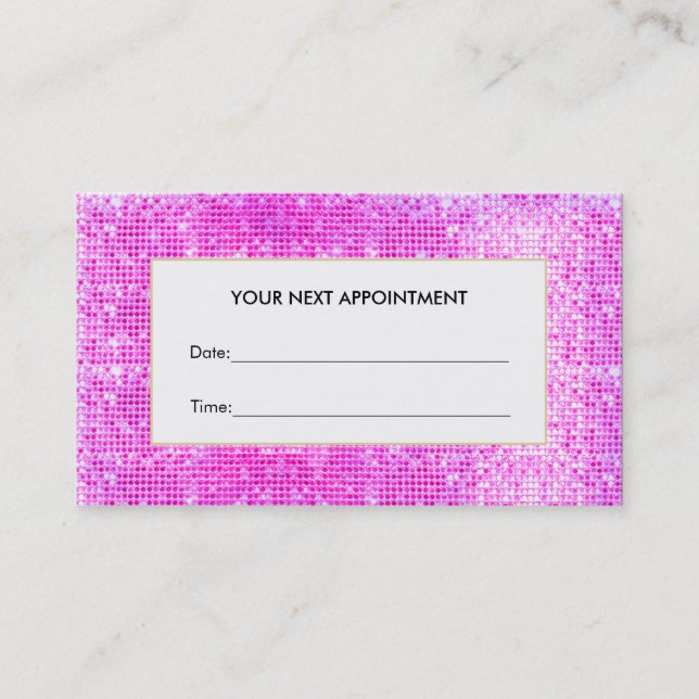 Hot Pink Sequins Beauty Salon ppointment Card (Front)