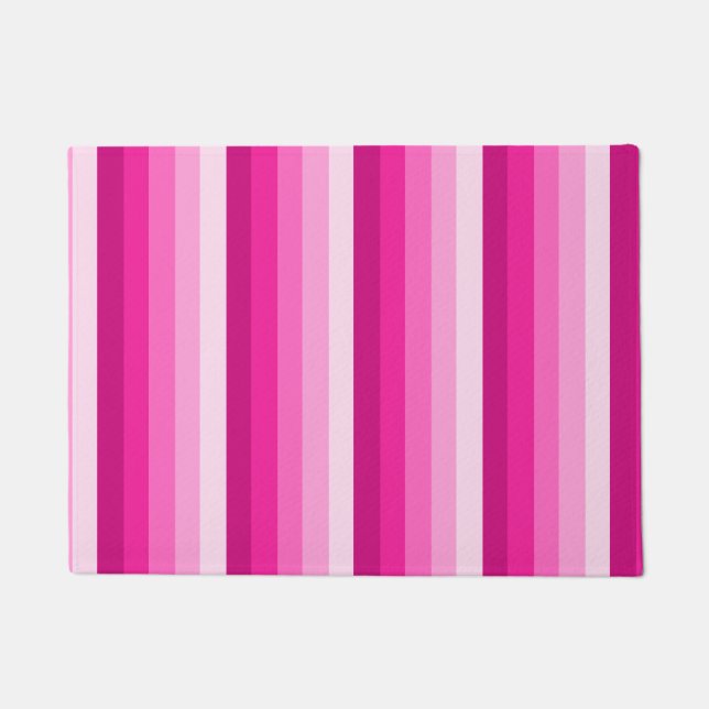 Hot pink shadow stripes doormat (Front)