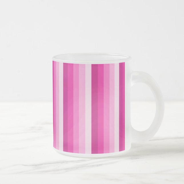 Hot pink shadow stripes frosted glass coffee mug (Right)