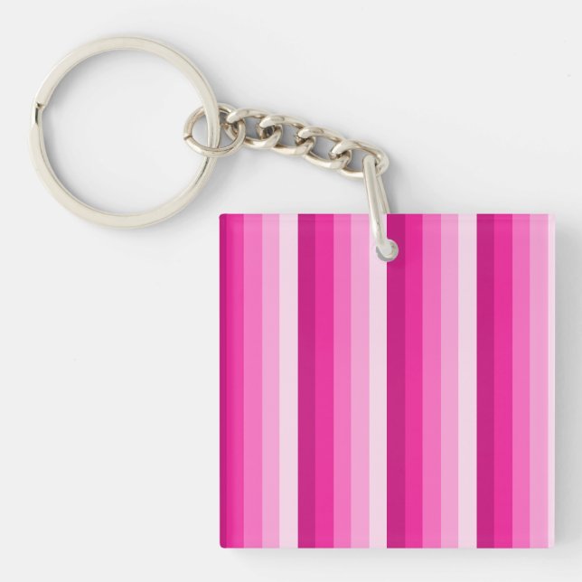 Hot pink shadow stripes key ring (Front)
