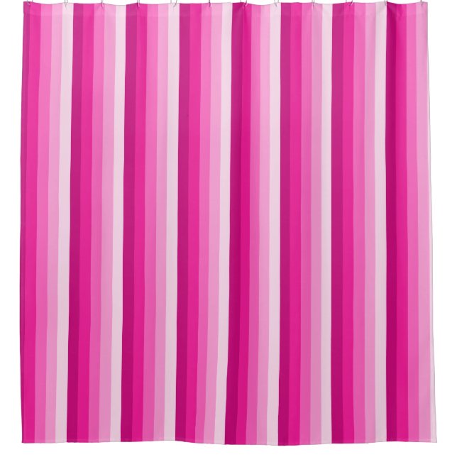 Hot pink shadow stripes shower curtain (Front)