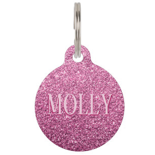 Hot Pink Shimmer Name Take Me Home Info Dog ID Pet Tag