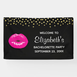 Hot Pink Shiny Lips on Black Bachelorette Banner