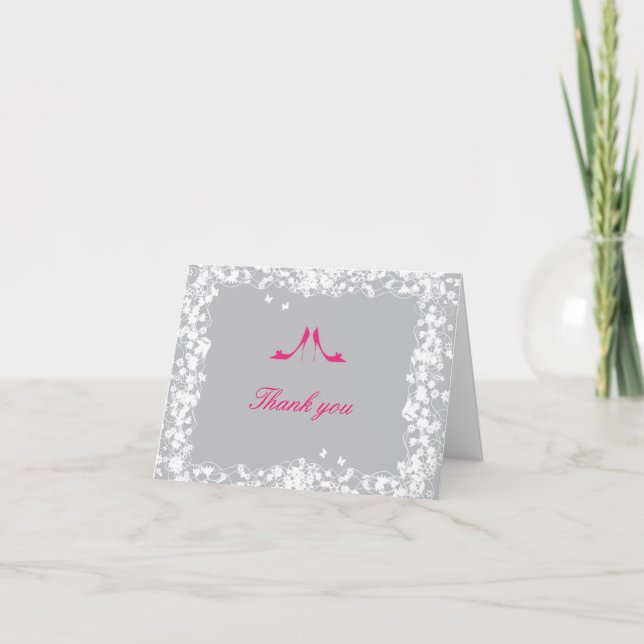 Hot Pink Shoes Bridal Shower Thank You Card (Front)