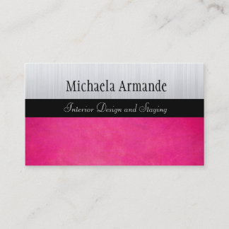 Hot Pink Silver Classic Sophisticated Business Card