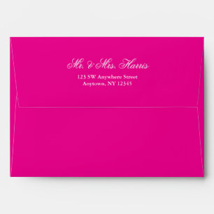 Hot Pink Silver Faux Glitter Return Address A7 Envelopes