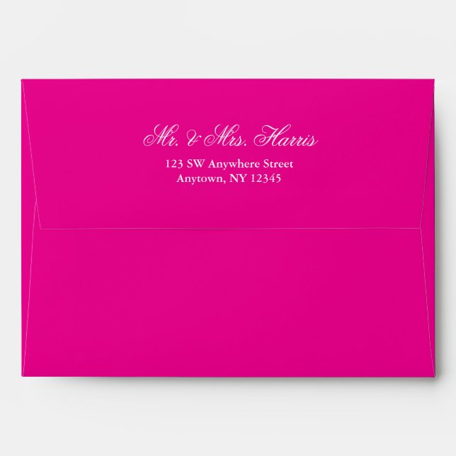 Hot Pink Silver Faux Glitter Return Address A7 Envelopes (Back (Top Flap))