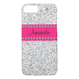 Hot Pink & Silver Glitter BLING iPhone 7 case