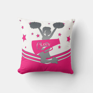 Hot Pink Silver Stars Cheer Cheer-leading Girls Cushion