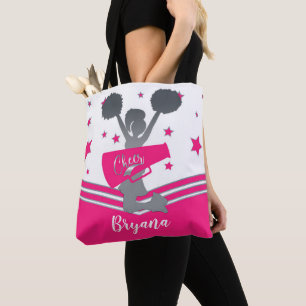 Hot Pink Silver Stars Cheer Cheer-leading Tote Bag
