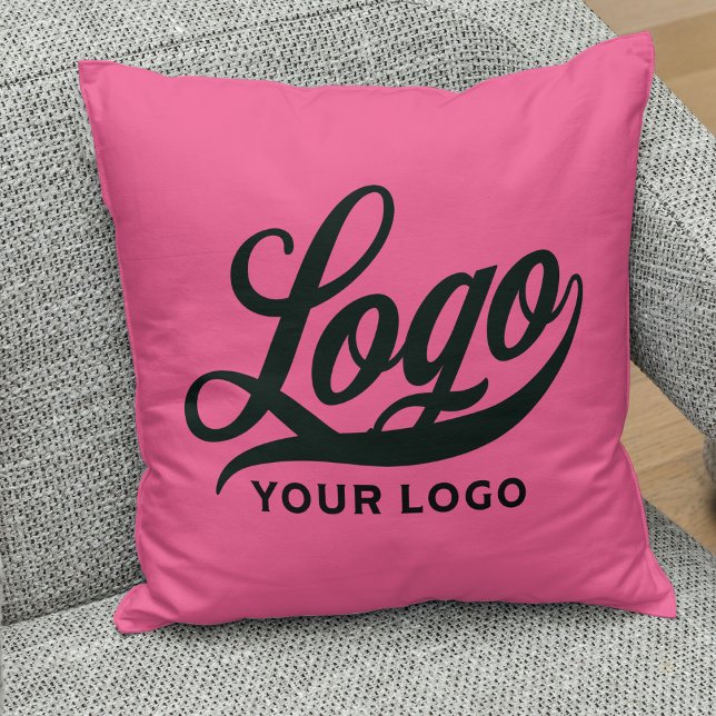 Hot Pink Simple Business logo Company brand event Cushion (Creator Uploaded)