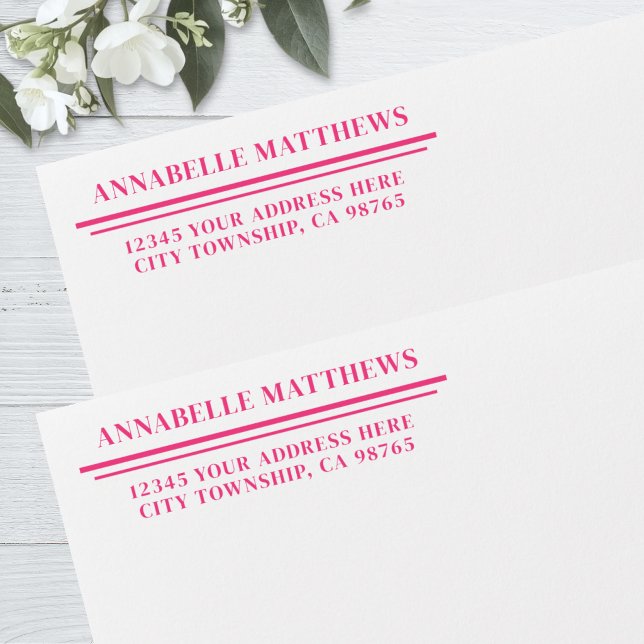 Hot Pink Simple Minimalist Return Address Envelope (Hot Pink Simple Minimalist Return Address Envelope)