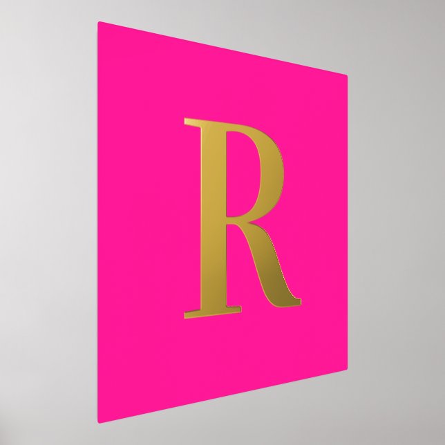 Hot Pink Simple Monogram Real Gold Foil Prints (Laydown)