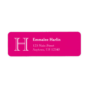 Hot Pink Simple Monogram Return Address Labels