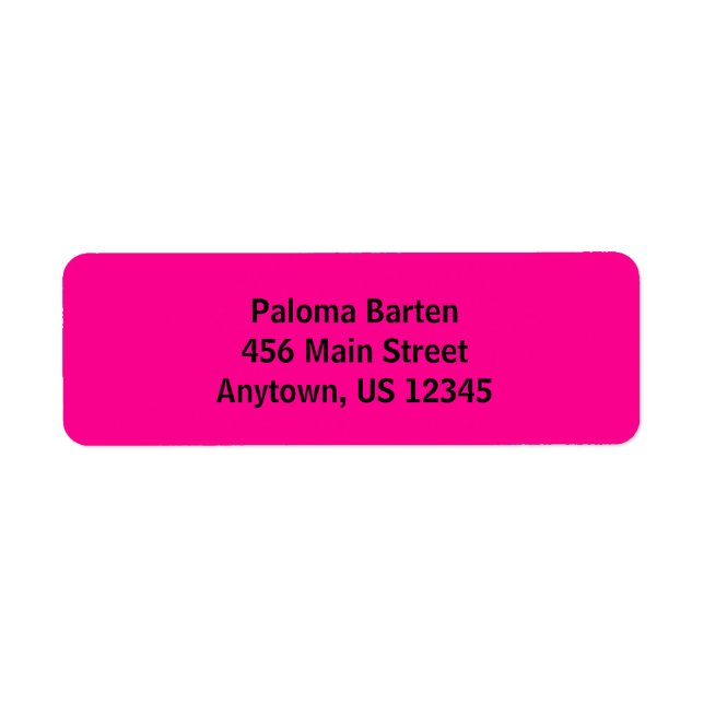 Hot Pink Simple Plain Return Address Labels (Front)