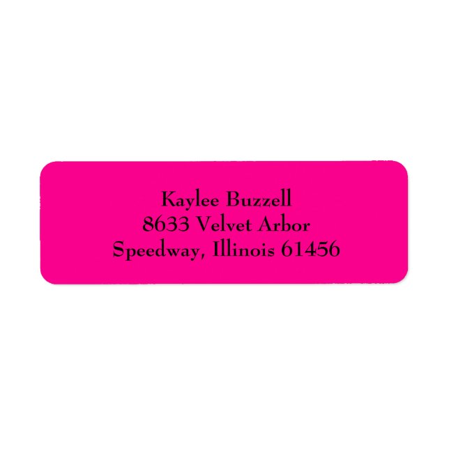 Hot Pink Simple Plain Return Address Labels (Front)