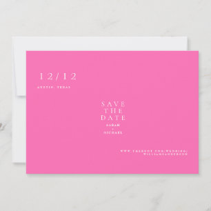 Hot Pink Simple Text Only Wedding Save the Date