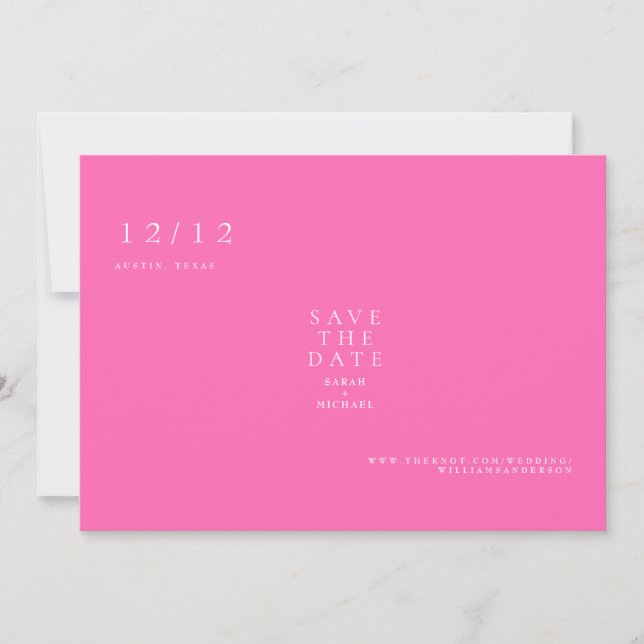 Hot Pink Simple Text Only Wedding Save the Date (Front)