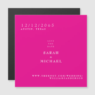 Hot Pink Simple Wedding Magnet Save the Date