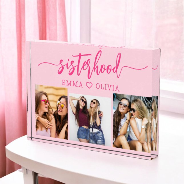 Hot Pink Sisterhood Sisters 3 Photo Collage  Block (Creator Uploaded)