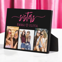 Hot Pink Sisters 3 Photo Collage Keepsake Gift