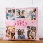 Hot Pink Sisters 6 Photo Collage Keepsake Gift Cushion<br><div class="desc">Capture the bond of sisterhood with the Hot Pink Sisters 6 Photo Collage Keepsake Gift Throw Pillow. This personalised pillow features a vibrant hot pink design and a beautifully arranged collage of six cherished photos, celebrating unforgettable moments between sisters. Crafted from high-quality materials, it adds a stylish and sentimental touch...</div>