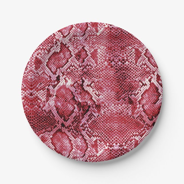 Hot Pink Snake print Paper Plate (Front)