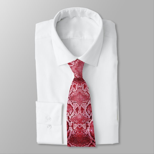 Hot Pink Snake print Tie (Tied)