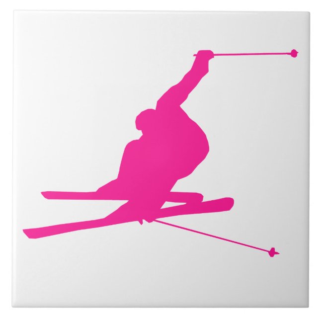 Hot Pink Snow Ski Tile (Front)