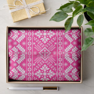 Hot Pink Snowflake & Floral Fair Isle Christmas Tissue Paper