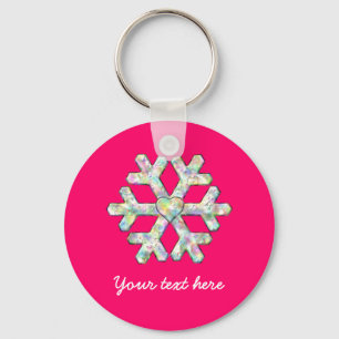 Hot Pink Snowflake Pink Christmas Key Ring
