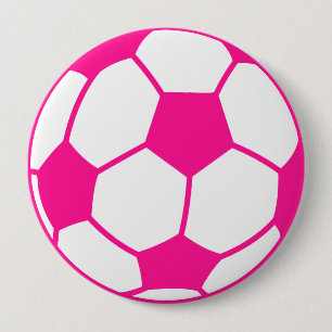 Hot Pink Soccer Ball 10 Cm Round Badge