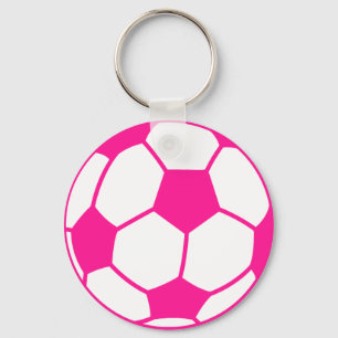 Hot Pink Soccer Ball Key Ring