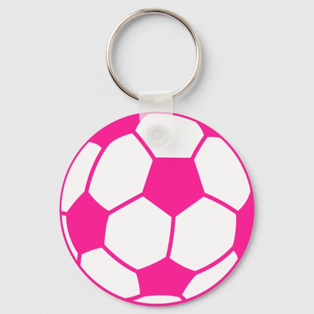Hot Pink Soccer Ball Key Ring (Front)