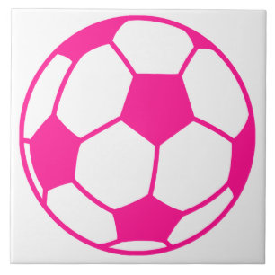 Hot Pink Soccer Ball Tile