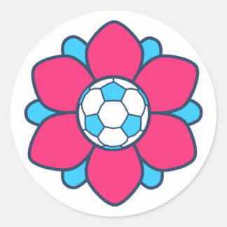 Hot Pink Soccer Girl Classic Round Sticker