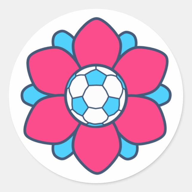 Hot Pink Soccer Girl Classic Round Sticker (Front)
