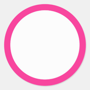 Hot pink solid colour border blank classic round sticker