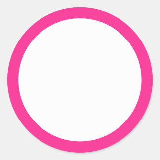 Hot pink solid colour border blank classic round sticker