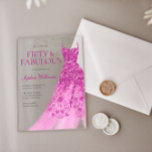 Hot Pink Sparkle Dress 50th Birthday Party  Acrylic Invitations<br><div class="desc">Hot Pink Sparkle Dress 50th Birthday Party Acrylic Invitations
Variations to the invitation and matching items in our store</div>