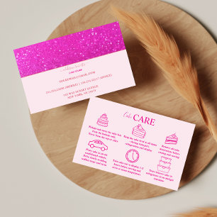 Hot Pink Sparkle Feminine Branding Cake Care  Business Card