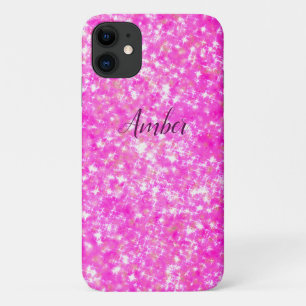 Hot Pink Sparkle Glitter Elegant Personalised iPhone 11 Case