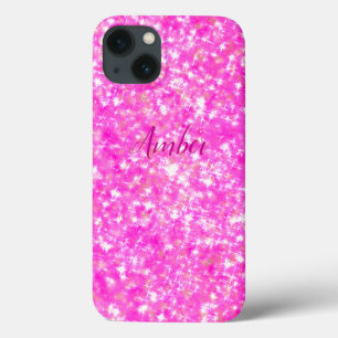 Hot Pink Sparkle Glitter Elegant Personalised iPhone 13 Case